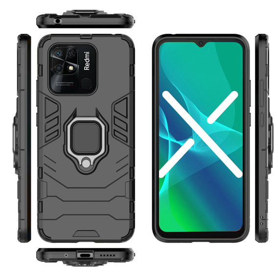 Case for Xiaomi Redmi 10C, Kickstand Ring, black
