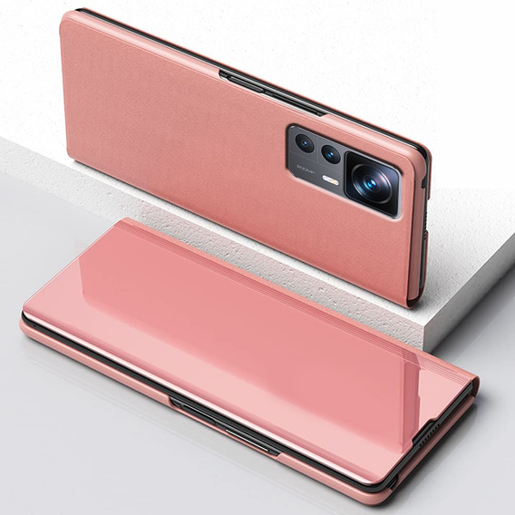 Case for Xiaomi 12T / 12T Pro, Clear View, pink rose gold