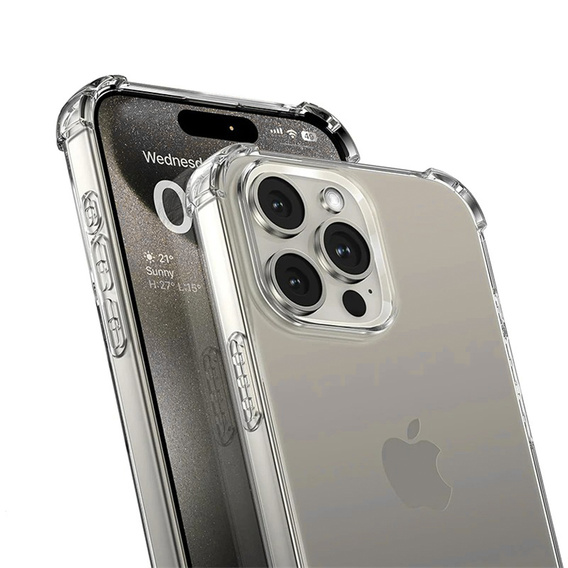 Case for iPhone 16 Pro, Erbord Dropproof, transparent + Glass