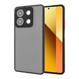 Silicone case for Xiaomi Redmi Note 13 5G, with camera protection, transparent / black + Tempered Glass 9H