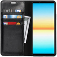 Flip case for Sony Xperia 10 IV, Split Leather Wallet, black