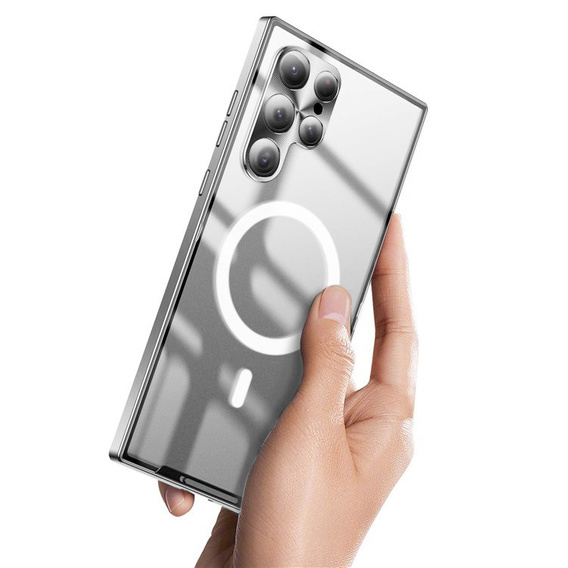 Camera Protection Case for Samsung Galaxy S22 Ultra, CamShield MagSafe, transparent / silver