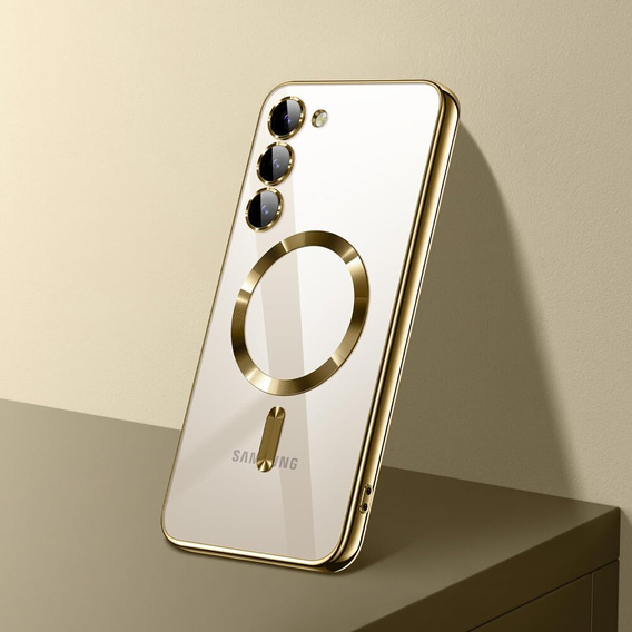 Case for Samsung Galaxy S24+ Plus, Electro MagSafe, gold + Screen Glass