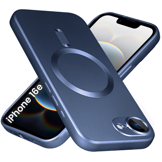 Case for iPhone 16E, ColorMag, for MagSafe, dark blue + 9H tempered glass