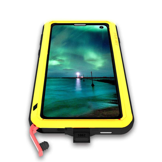 Love Mei Case for Samsung Galaxy S10+ Plus, armored with glass, yellow