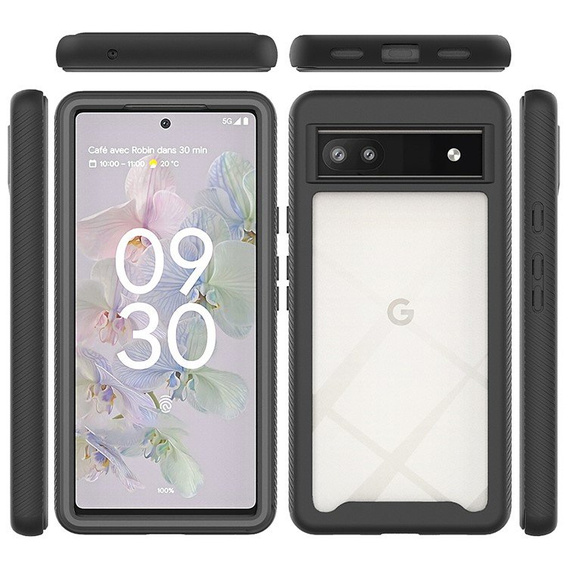 Case for Google Pixel 6a, Shockproof, with film, black