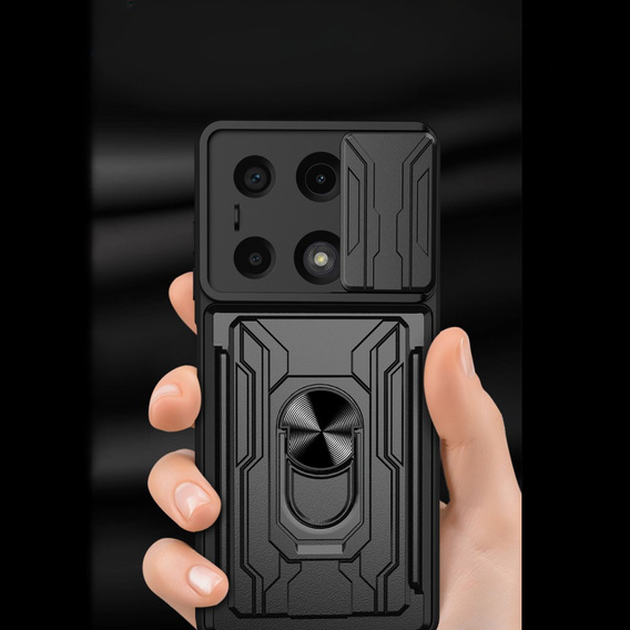 Armored case for Xiaomi Redmi Note 13 Pro 4G / Xiaomi Redmi Note 14S / Xiaomi Poco M6 Pro 4G, Camera Slide Card Slot, black