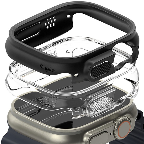 RINGKE case for Apple Watch 4/5/6/SE 40mm, Slim, 2-Pack, Clear/Black