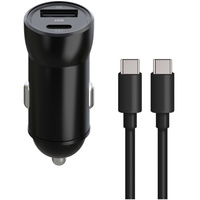 Maxlife PD/QC 20W car charger with USB-C – USB-C 60W cable for smartphones, tablets, navigation devices and other devices with USB/USB-C