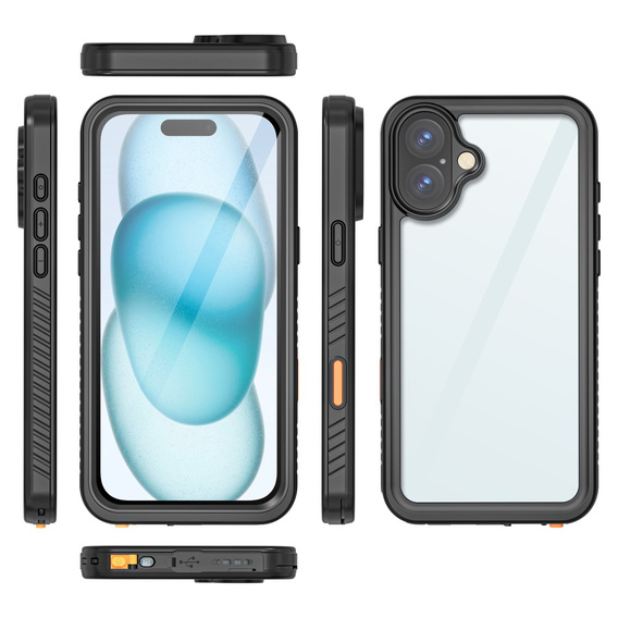 IP68 Waterproof Case for iPhone 16 Plus, black