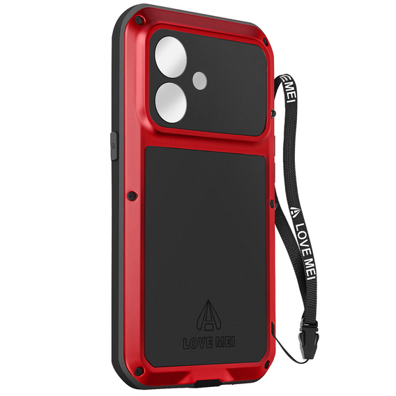 Love Mei Case for iPhone 11, armored with glass, red