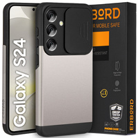 Case for Samsung Galaxy S24, ERBORD CamProtect Slide Camera, gray gunmetal