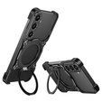 Case for Samsung Galaxy S25, Kickstand Bumper, with lens cover, for MagSafe, black / silver