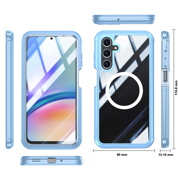 Case for Samsung Galaxy A16, Shockproof, with glass, for MagSafe, blue