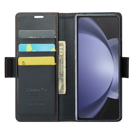 CASEME flip case for Samsung Galaxy Z Fold6 5G, Litchi Wallet, black