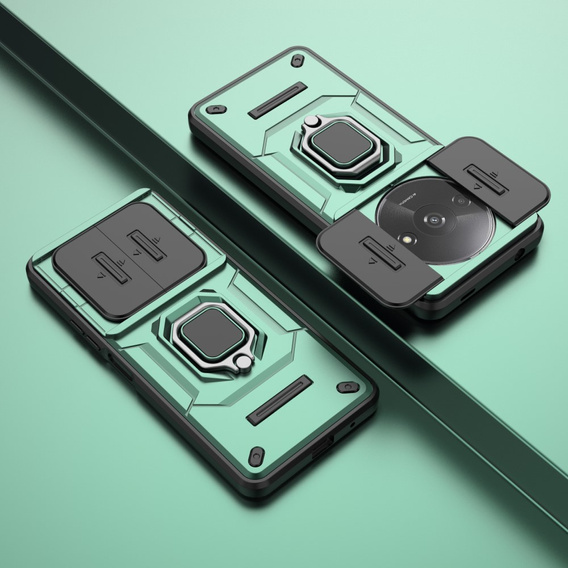 Case for Xiaomi Redmi A3, KickStand Camera Lens, green