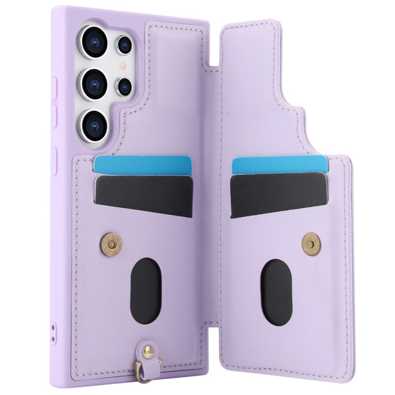 Case for Samsung Galaxy S25 Ultra, Leather Flower Card Slot, purple