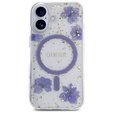GUESS HC MagSafe Resin Flowers and Glitter Case for iPhone 16