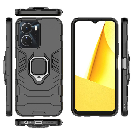 Case for Vivo Y16 4G, Kickstand Ring, black