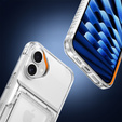 Case for iPhone 16 Plus, Card Holder Kickstand, transparent