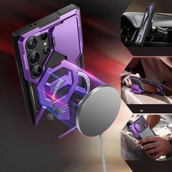 Tongate MECH MagSafe Series Purple Case for Samsung Galaxy S24 Ultra