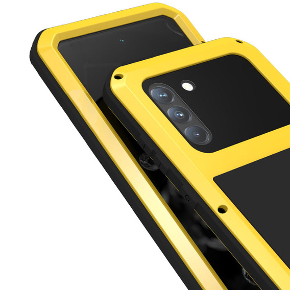 Love Mei Case for Samsung Galaxy S21 FE, armored with glass, yellow