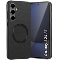 Case for Samsung Galaxy S24 FE, Leather Hybrid MagSafe, black