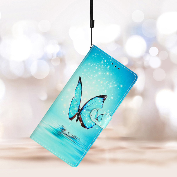 Flip case for Xiaomi Redmi Note 12S, Wallet, butterfly, blue