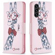 Flip case for Samsung Galaxy A05s, Wallet, giraffe, pink