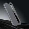 Smart View Window Leather Case for Samsung Galaxy S26 Plus, grey