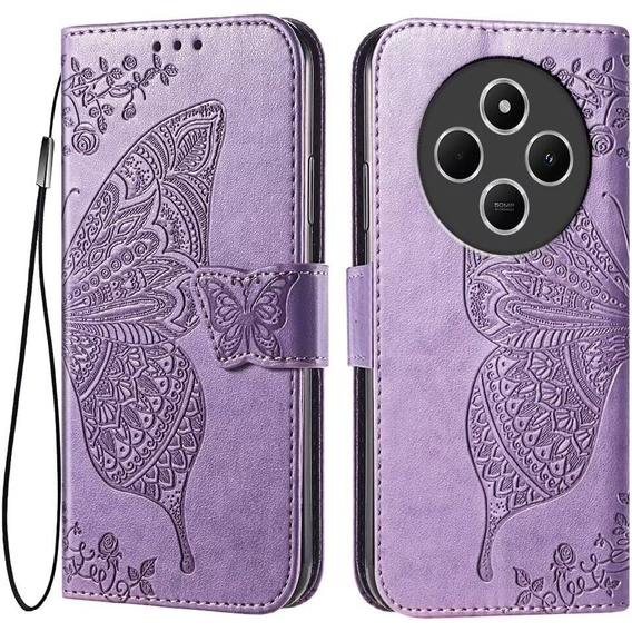 Flip case for Xiaomi Redmi 14C / Xiaomi Poco C75, Butterfly, purple