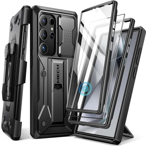 Rugged Case for Samsung Galaxy S25 Ultra – Tongate MECH Series Clip, Black