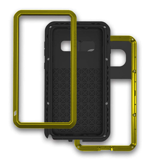 Love Mei Case for Samsung Galaxy S10+ Plus, armored with glass, yellow