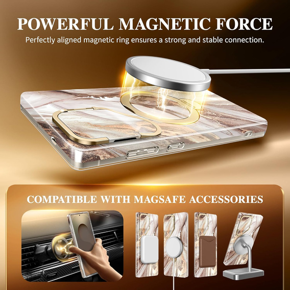 GVIEWIN MagSafe Stand Case for Samsung Galaxy S25 Ultra – Topaz/Gold