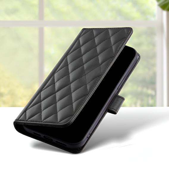 Flip case for Samsung Galaxy A16, Rhombus Crossbody Leather, black