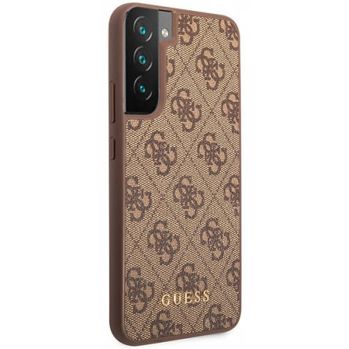 GUESS Case for Samsung Galaxy S23, 4G Metal Gold Logo, brown