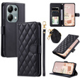 Flip case for Xiaomi Redmi Note 13 Pro 4G / Xiaomi Redmi Note 14S / Xiaomi Poco M6 Pro 4G, Rhombus Crossbody Leather, black
