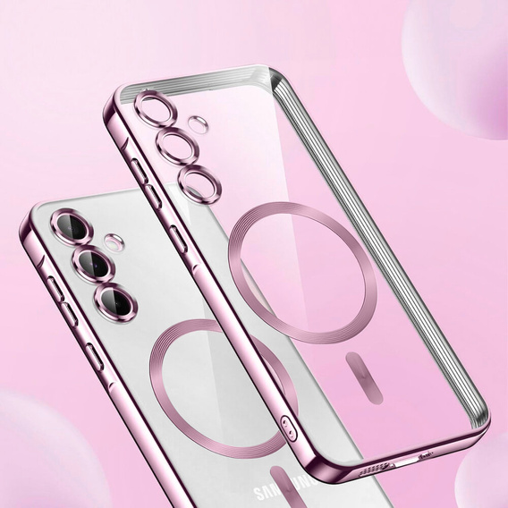 Case for Samsung Galaxy S25+ Plus, Electro MagSafe, pink rose gold + Screen Glass
