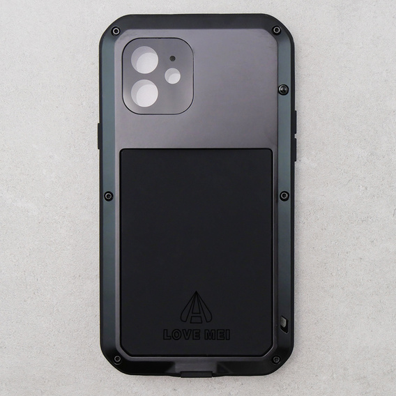 Love Mei Case for iPhone 12, armored with glass, black