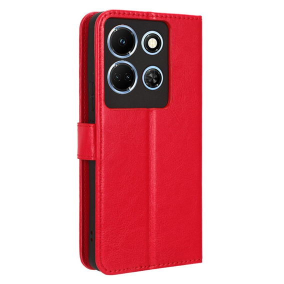 Flip case for Infinix Note 30, Crazy Horse Wallet, red