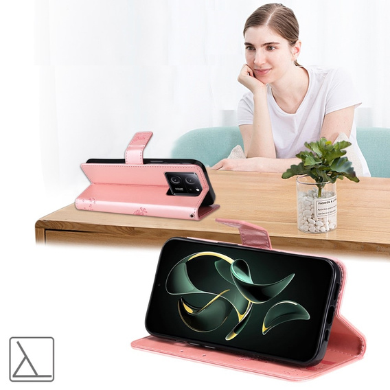 Flip case for Xiaomi 13T / 13T Pro, tree, pink rose gold