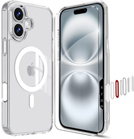 ERBORD Case with MagSafe for iPhone 16, active button, transparent + Screen Glass