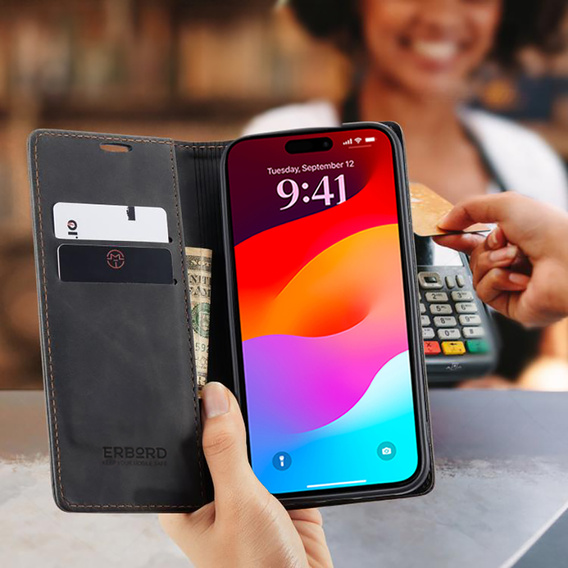ERBORD Vintage wallet case with flap for iPhone 17 Pro Max