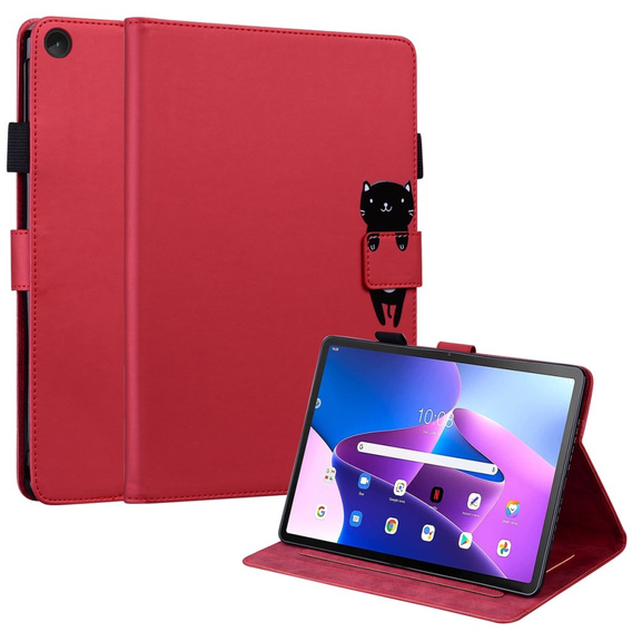 Case for Lenovo Tab M10 Plus 10.6 Gen 3, with flap, animal, red