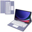 Case + keyboard Samsung Galaxy Tab S9+, Leather Pen Slot TouchPad, purple