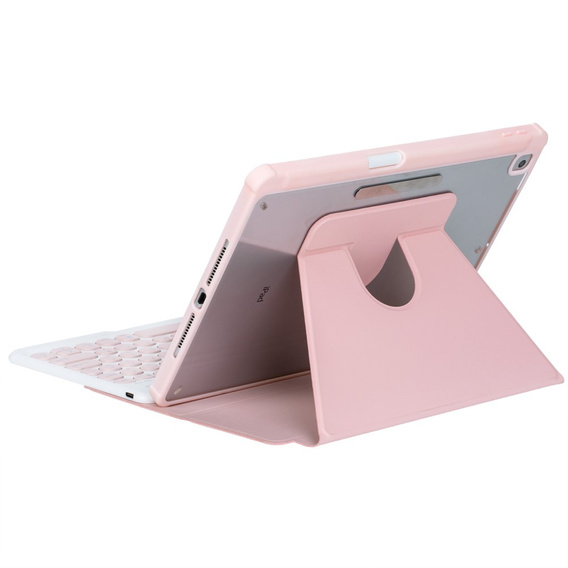 Keyboard case for iPad 11" 2025 A16 (11 gen.) / iPad 10.9" 2022 (10 gen.), Rotary 360° Leather, pink rose gold