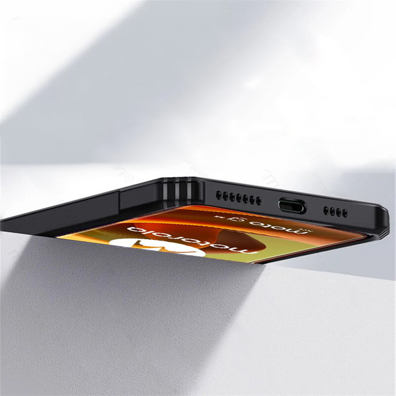 Case for Motorola Moto G85, with magnetic sheet, transparent / black