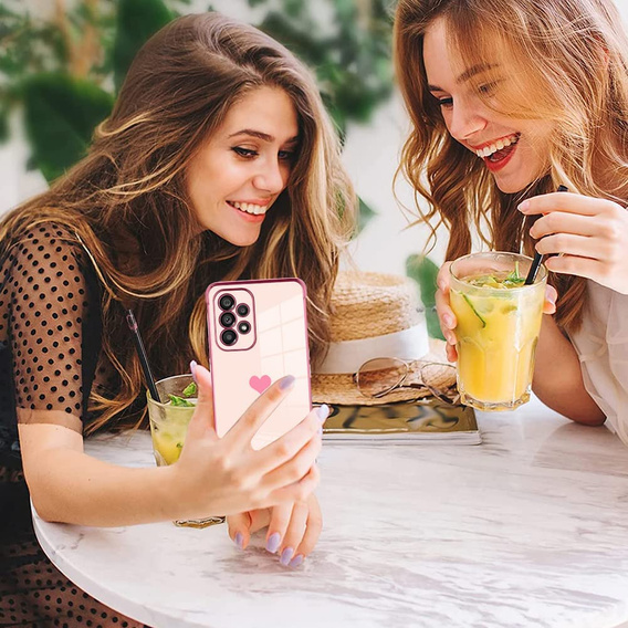 Case for Samsung Galaxy A13 4G, Electro heart, pink rose gold