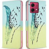 Flip case for Motorola Moto G84 5G, Wallet, feather, blue