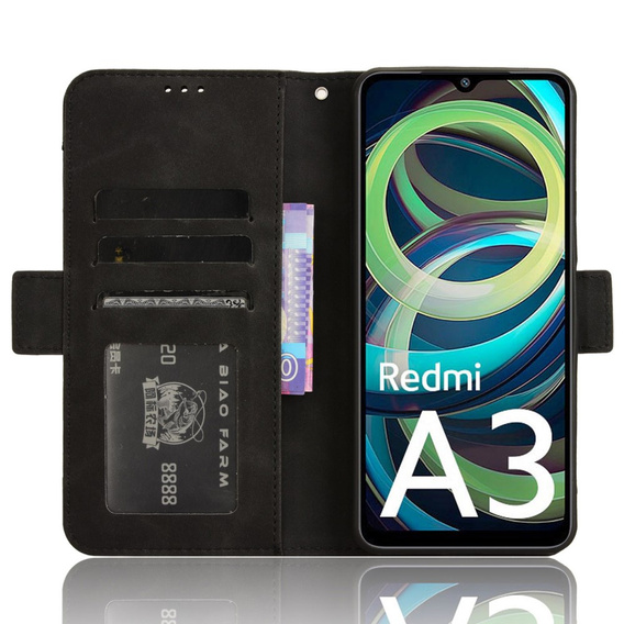 Flip case for Xiaomi Redmi A3, Card Slot, black